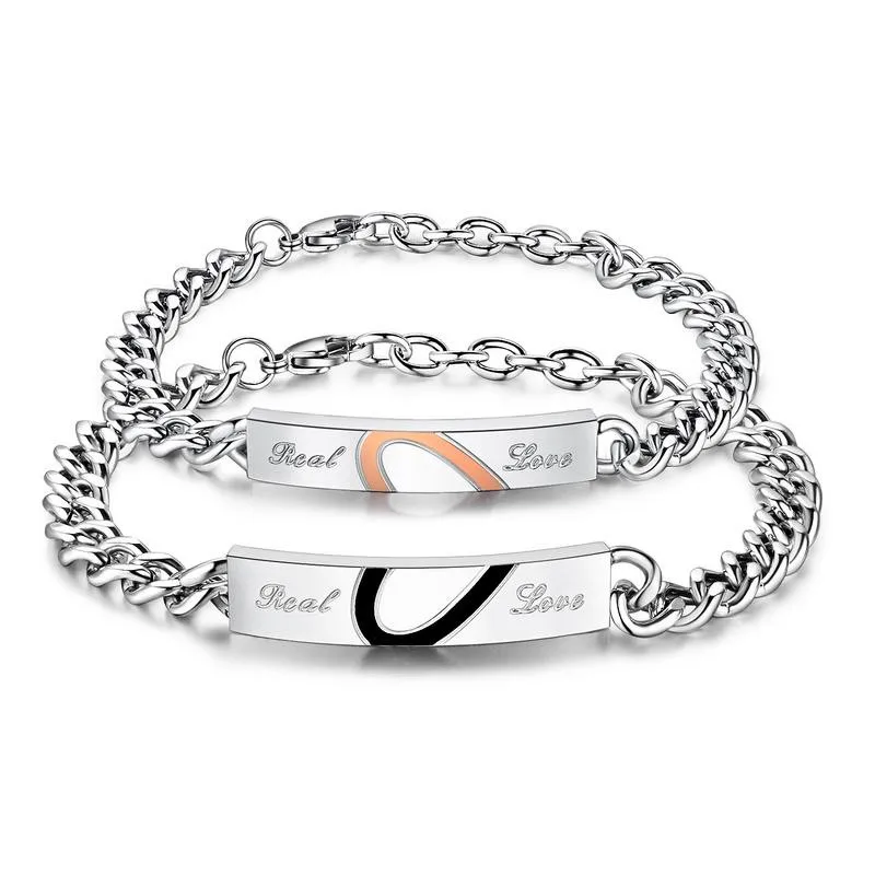 

Wholesale Fashion Stainless Steel Jewelry Couple Bracelet, Silver, rose gold