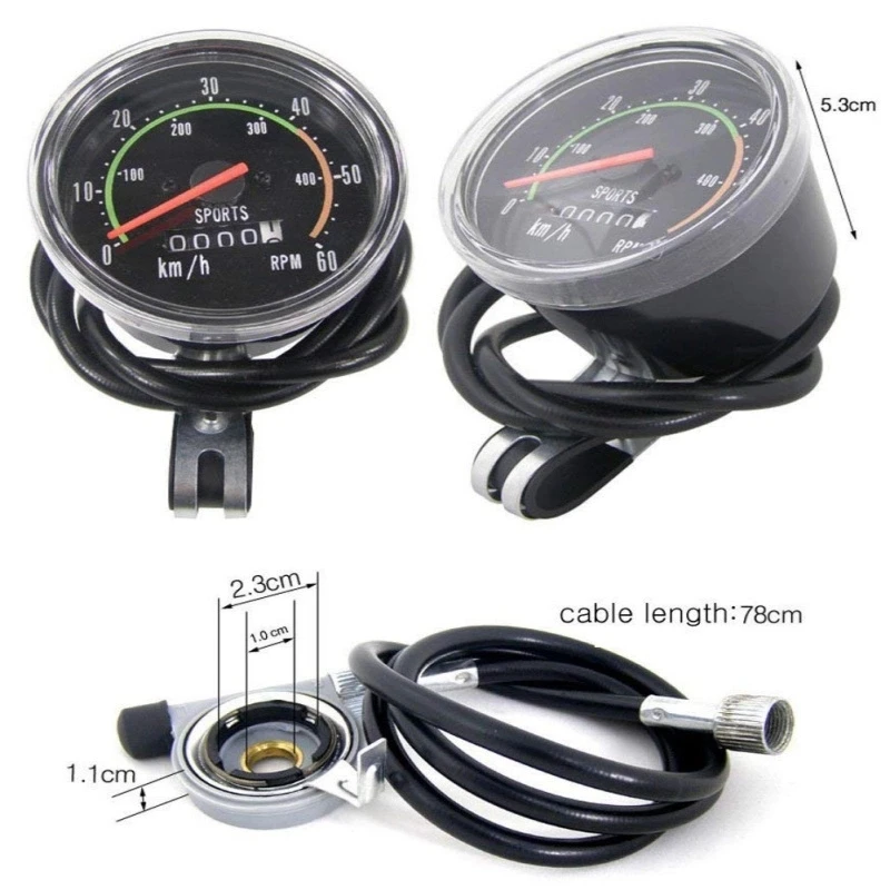Mechanical Speedometer for Bicycle,Bike Mechanical Mountain Cycling Round Meter Gauges Stopwatch Riding Equipment for Biking Cycling Accessories Bicycle Speedometer Odometer 