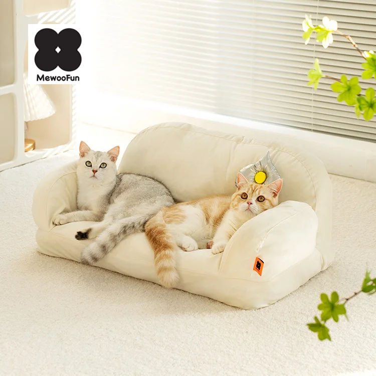 

MewooFun 2022 New Custom Fluffy Cat Bed Couch Washable Pet Sofa Bed