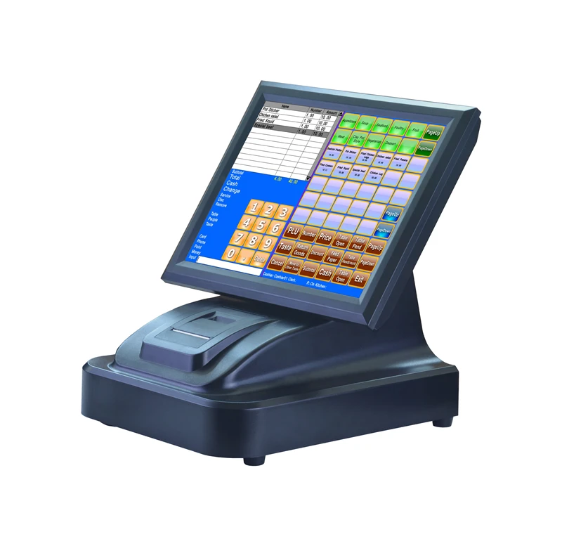 Factory outlet! touch screen pos all in one Cash register for sale with thermal printer, OS, Software,cash drawer,dual screen