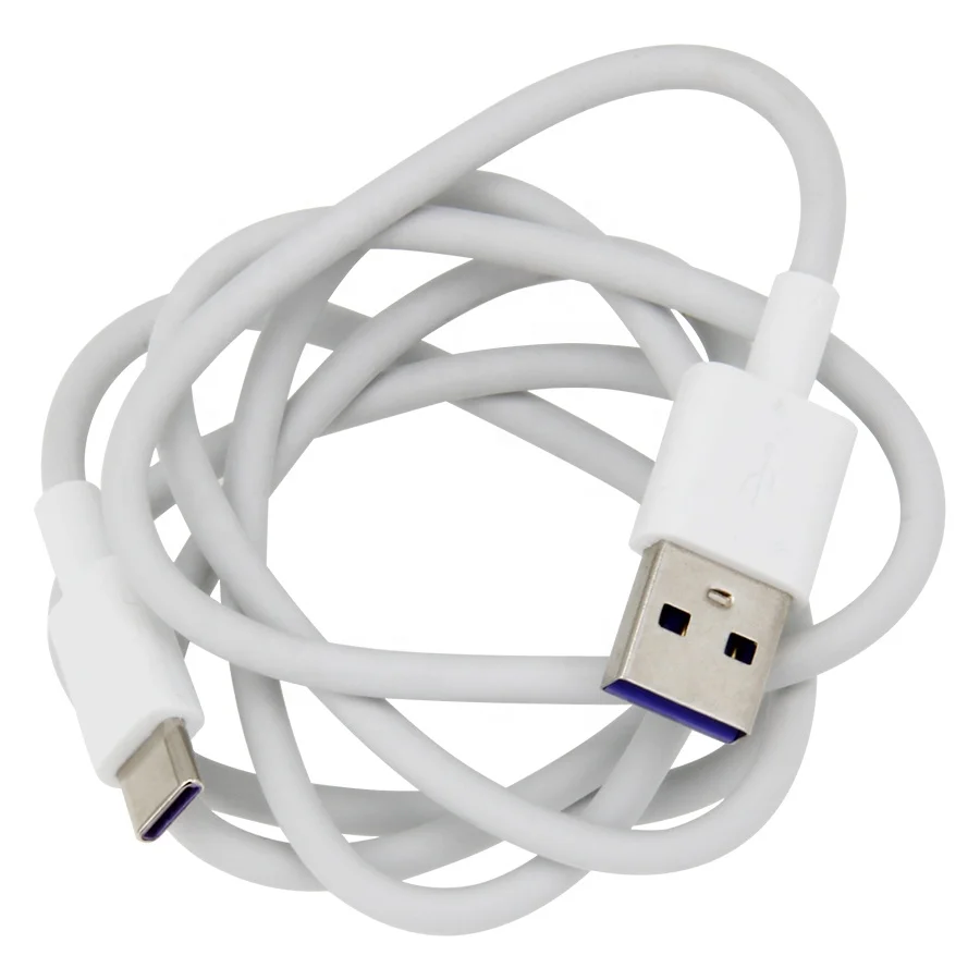 

100cm 1m 5A Super Fast Charging USB Type-C Data Cable for Huawei P30 Samsung S10 Plus USB C Mobile Phone Charge Cables, White