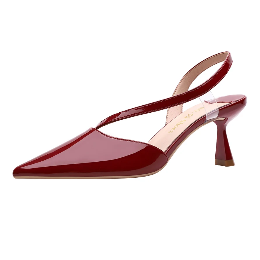 

2020 wholesale sexy fashion pointed toe thin heel high heels sandals for woman, Black/claret/green/brown/apricot