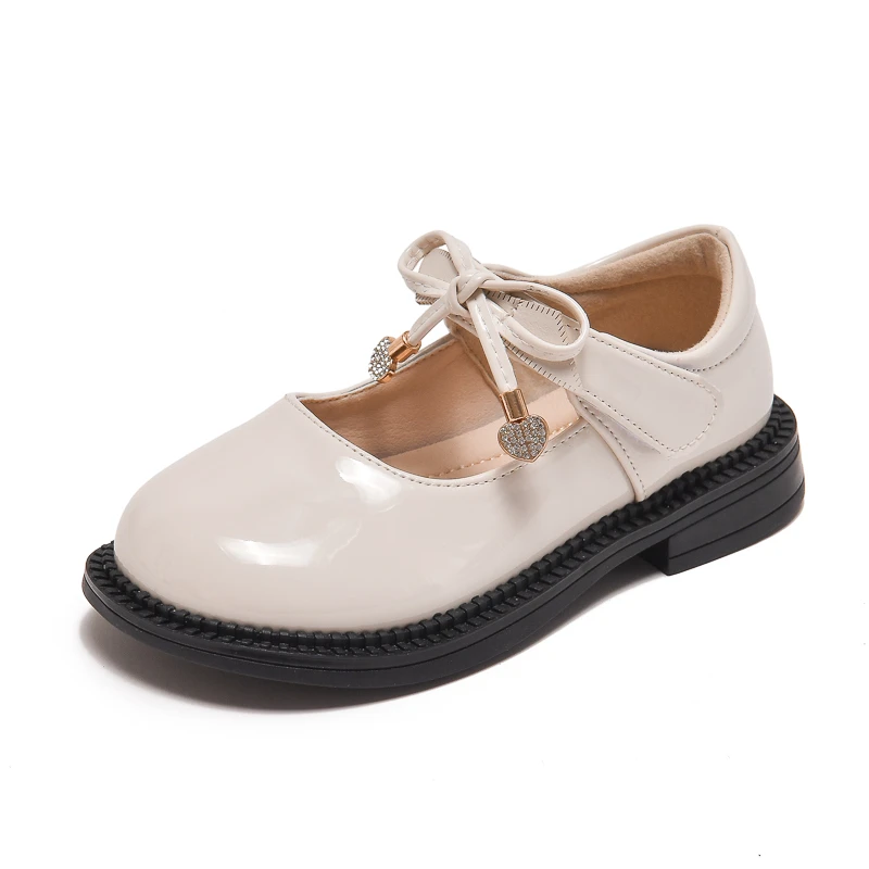 

Hot Seller Girls School Shoes Children Fashion Casual Dance Leather Shoes, Beige/black