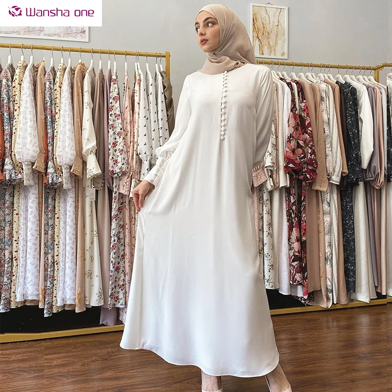 

EID Abaya Dubai Turkey Solid Color Simple Modest Kaftan Islamic Clothing Abaya Muslim Dresses For Women robe set, 9 colors