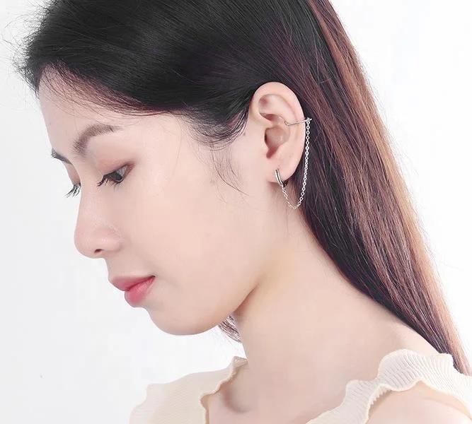 

Individuality Lady Jewelry Women Wholesale Plated 18K Gold Ear Clip Long, White, gold