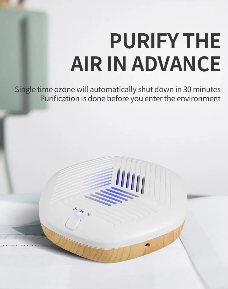 2020 Wireless Portable Odor Formaldehyde Ozone Negative Ion Rechargeable Deodorant Sterilizer Air Purifier