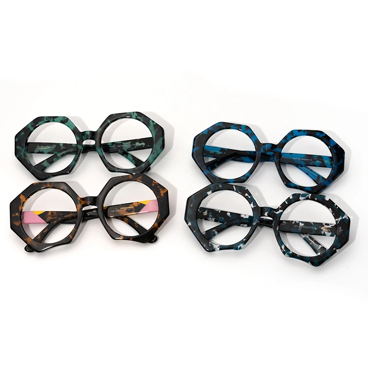 

Vogue Designer Irregular Geometric Acetate Tortoise Big Blue Light Protection Optical Glasses Oversized Thick Frame, Shown