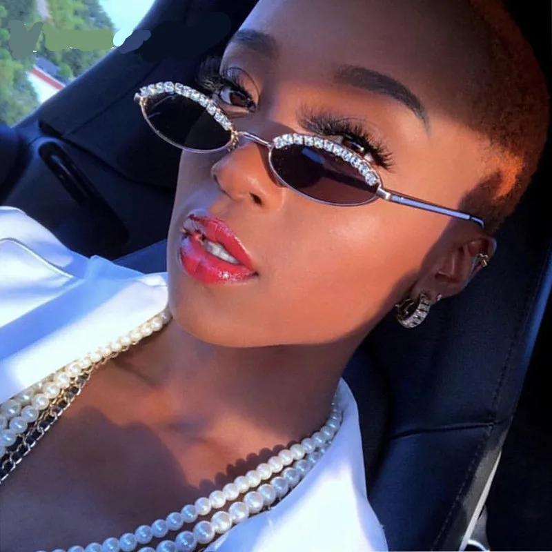 

Luxury Rhinestone Small Frame Cat Eye Diamond GlassesFor Male Female Vintage Retro Cat Eye Sun Glasses Eyewear, Colors
