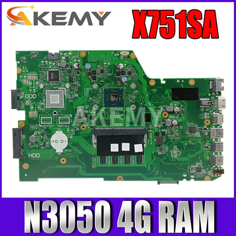 

Laptop motherboard For ASUS X751SA REV.2.0 Mainboard Core SR2KN Celeron N3050 4G RAM DDR3