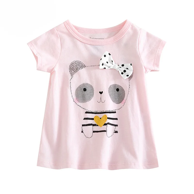 

Cat top baby bottoming shirt pink cotton soft girl cute short sleeve T-shirt