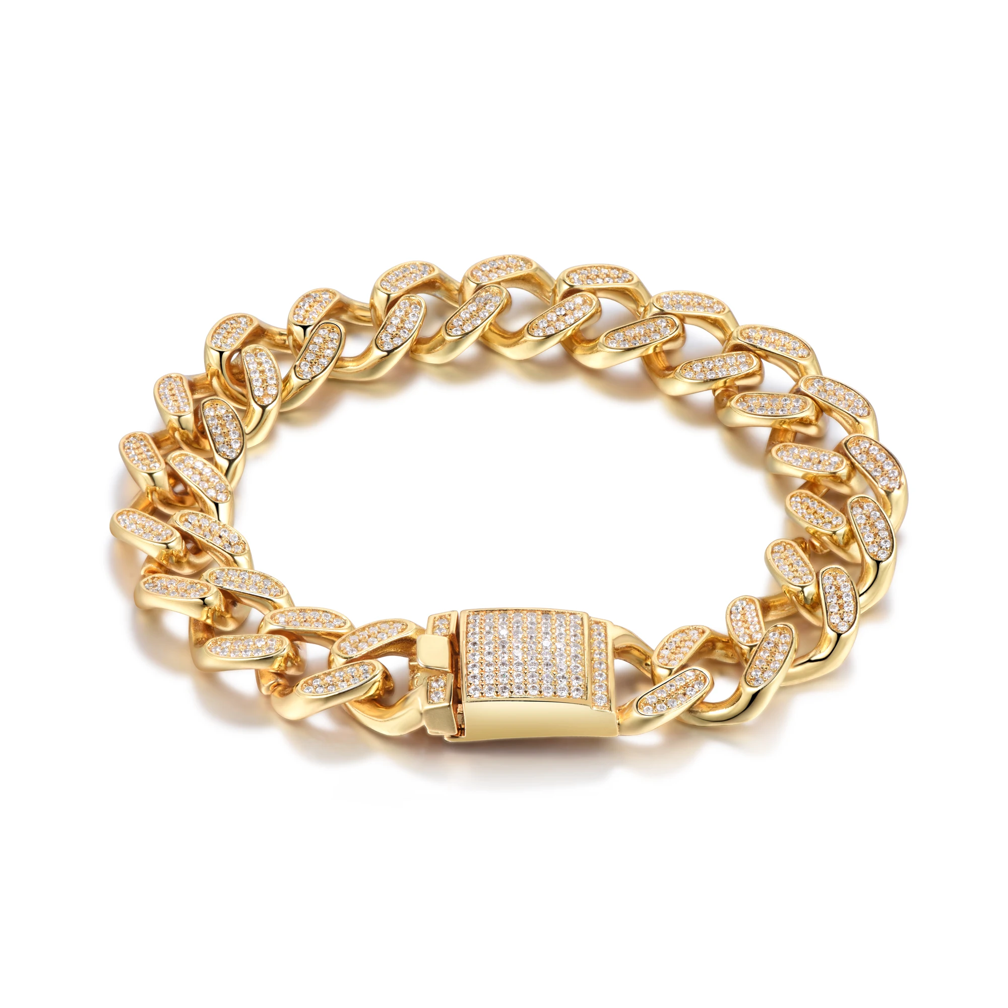 

Power Gold Plated Hip Hop Design Iced Out Big Cuban Link Bracelet Charms For Bracelet Making Jewelry/Bracelet Men/Charm Bracelet