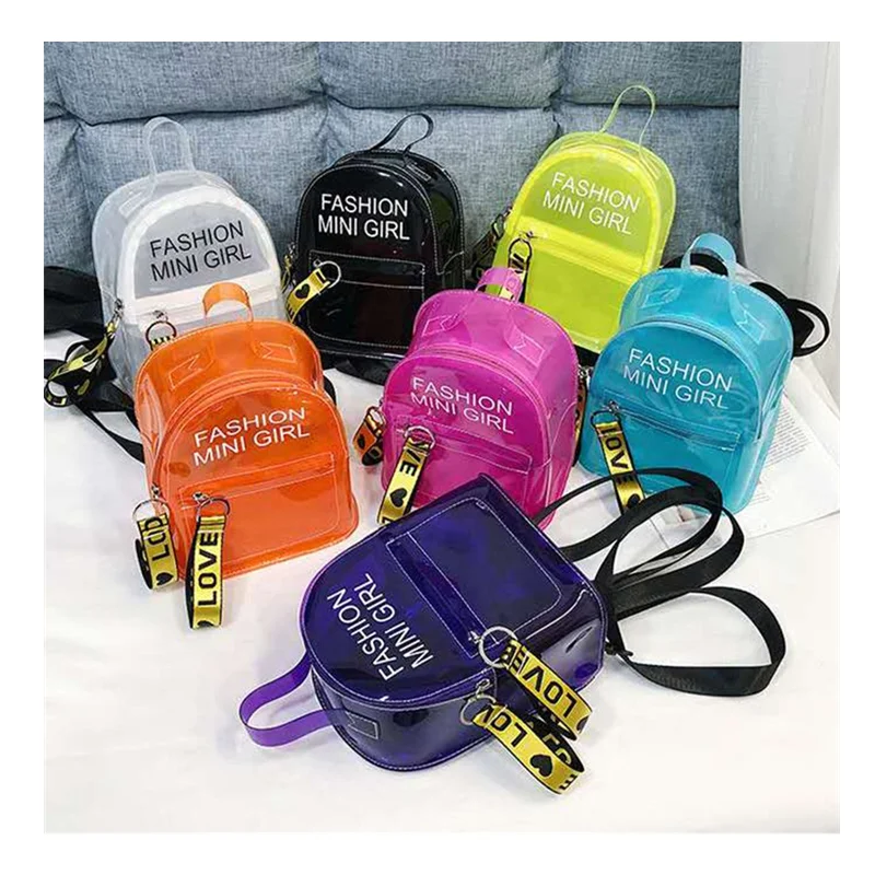 

New Women Jelly Backpack Shoulder Bag Female Clear Backpack Messenger Bag Transparent Girls Crossbody Handbag, 7 colors