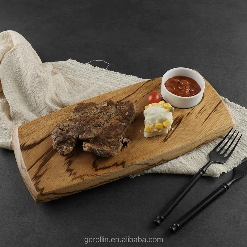 

Japanese beef wooden plate wooden charger plates Steak plate with sauce dish