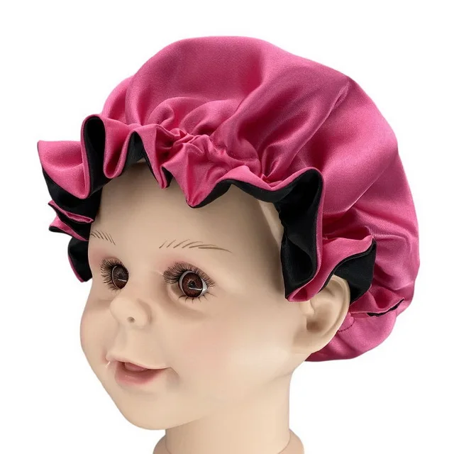 

Best Seller Custom Logo Double Layer Satin Kids Bonnets