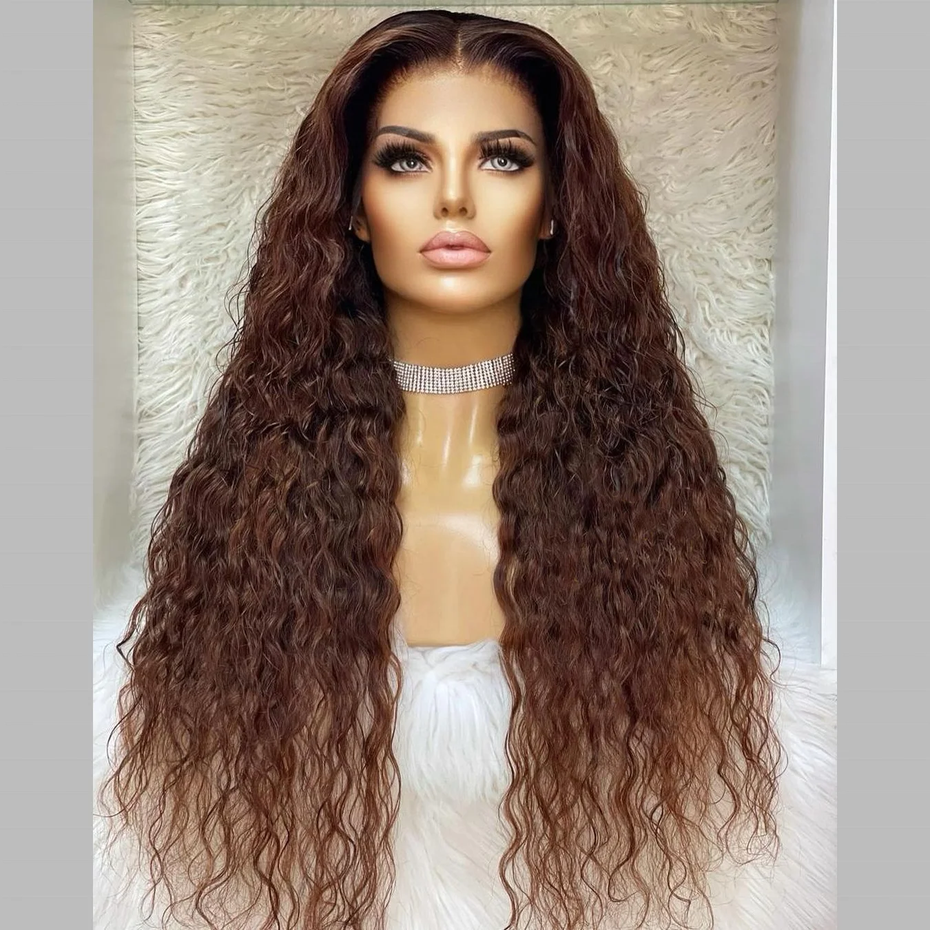 

Wholesale Honey Brown Wig Deep Wave Virgin Human Hair Lace Frontal Wigs Unprocessed Virgin Human Hair Wig