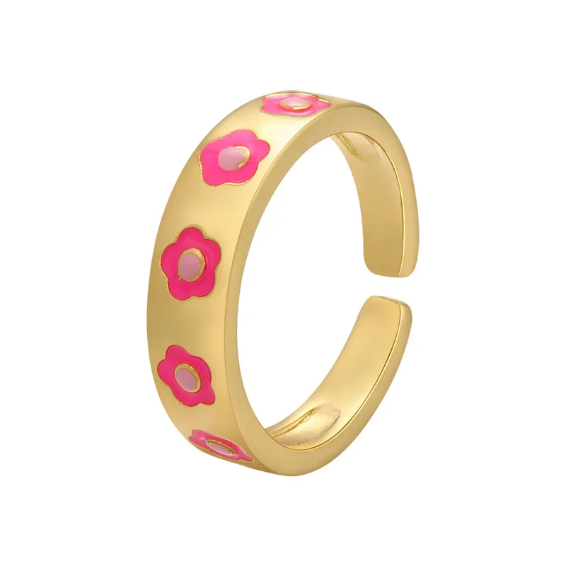 

MSYO Hot Sale Fashion Adjustable Oil Ring Color Flowers Ring For Women