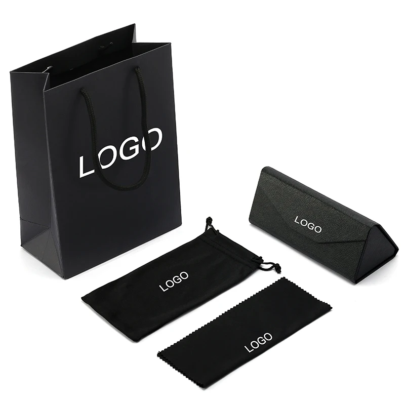 

M1005 Custom Logo Stock Popular Black Foldable Glasses Box PU Leather Sunglasses Packing Eyeglasses Case