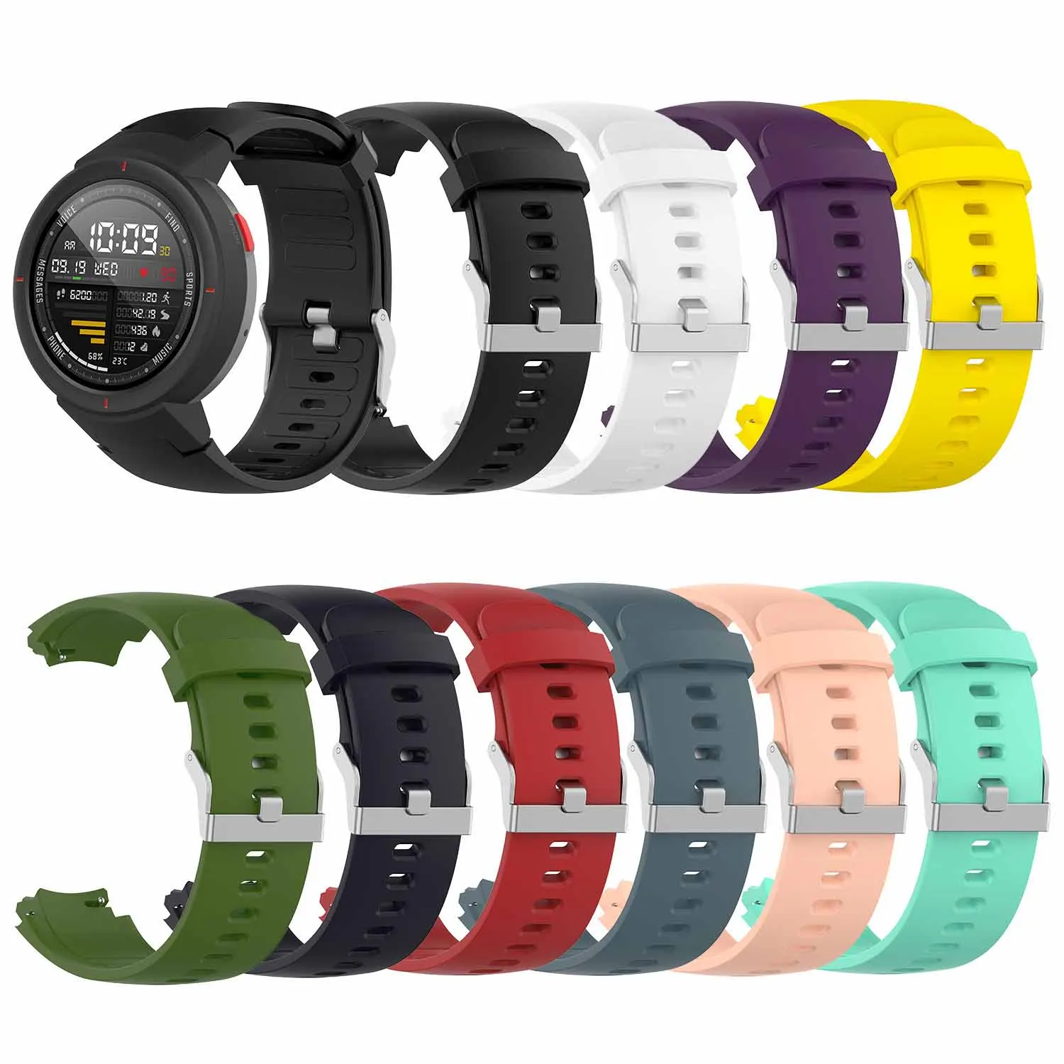 

For amazfit verge 3 verge A1801 Silicone watch strapc wristband Replacement Accessory waterproof band strap