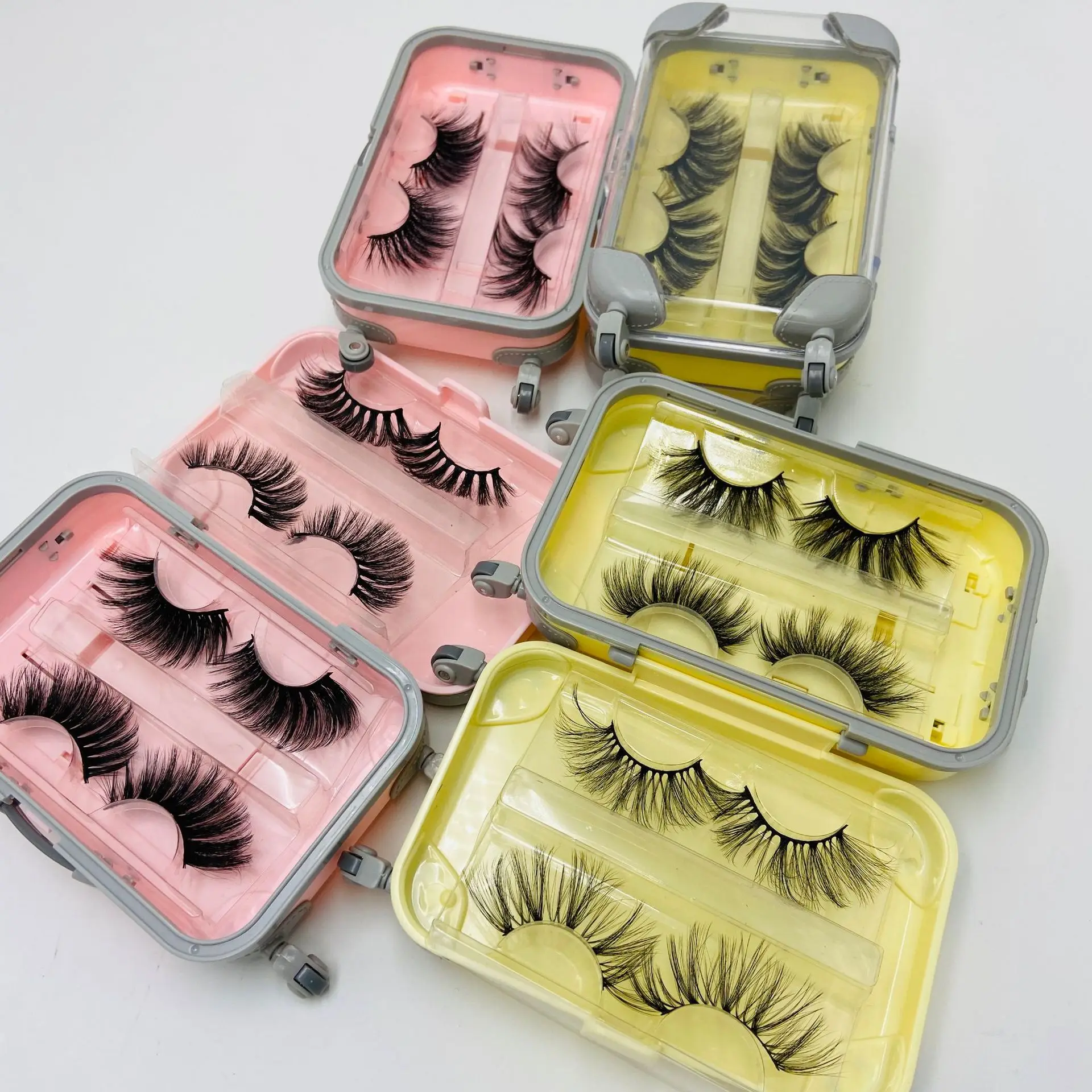 

Pretty Design 25mm Mink Lashes, 5d Effect Plastic Cotton Band Customize label and package Natural Long Black Faux Eyelashes, Natural black