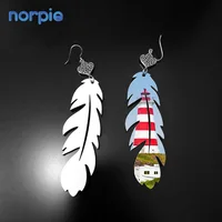 

Heat Press Transfer Ptintable Blank Feather Shape Earrings for Sublimation