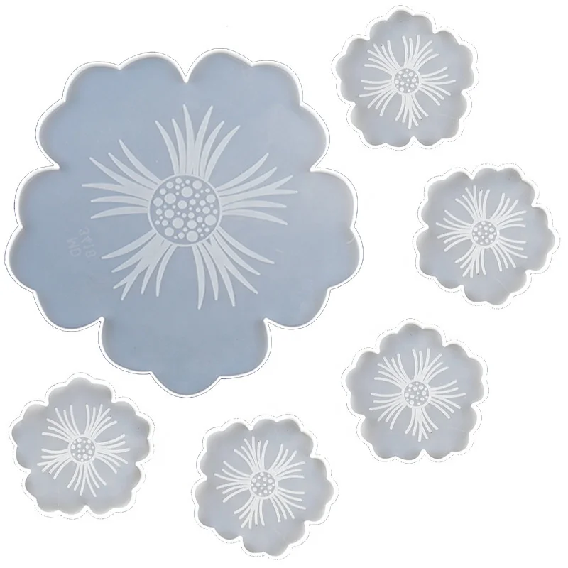 

Drop glue mold flower coaster mold Set CRYSTAL DIY mirror resin petal compote tray silicone mold