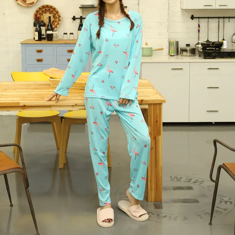 2019 Wholesale Nightwear cartoon pajamas cute women's milk silk sleeping wear