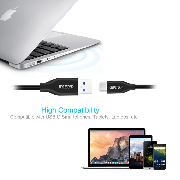 CHOETECH 5Gbps USB 3.0 Type C Cable Fast Charge Sync Data USB C Cable for Samsung S10 S9 S8 Plus Type-C Mobile Phone Cable - ANKUX.COM