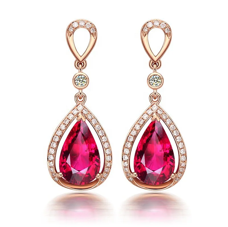 

Luxury Earrings with Water Drop Shape Ruby Zircon gemstones Earrings for Women Wedding Party Gifts Jewelry