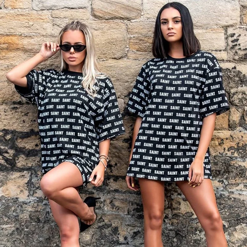 

2020 Hot Sale Models Amazon Summer New Women's Short Sleeve Letter Print T-shirt High Street Fashion Clothing T-shirt