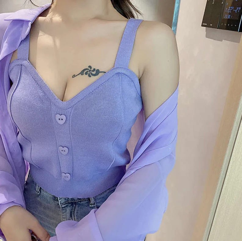 

2021 New Fashion High Quality Hand knitting Woven Hot Sale Breathable T-shirt Lower Price Women's Camisole Vest Tee