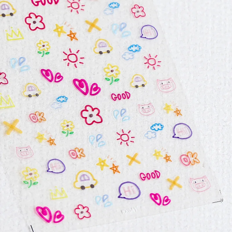 

Lovely Flower Nail Decals 3D Self-Adhesive Sticker Water Transfer DIY Nail Stickers, 5d embossed nail art sticker