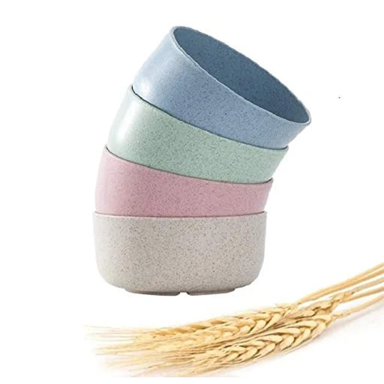 

2021 high standard wheat straw soup noodle bowl BPA free japanese rice bowls, Blue/pink/ green/beige