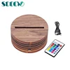 Manufacturer Wholesale Wood 3D lamp base 7 Color Changing Remote Control Fancy Wooden LED Lamp Base for Acrylic