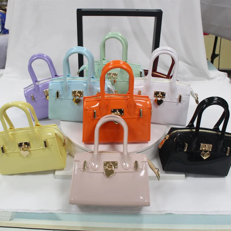 

New fashion heart-shaped lock small jelly shoulder bag ladies Mobile phone bags purses handbags small hand bags for women girls