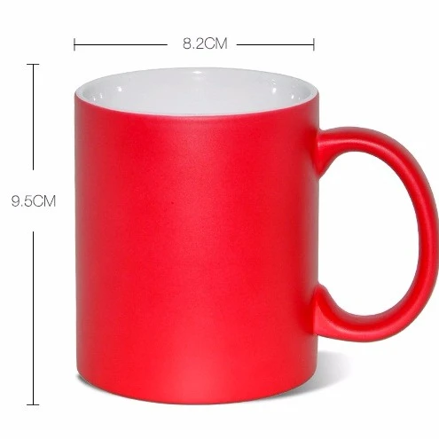 

11oz Sublimation Ceramic Semi-sanding whole color changed mug ceramic Change Photo Mug With Custom Design, Black,blue,red