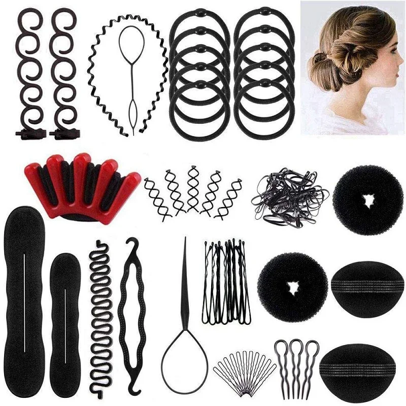 

MIO 53pcs DIY Hair Styling Tools Accessories Set Fashion Hair Salon Tools Set Magic Fast Spiral Hair Braiding Tools For Women