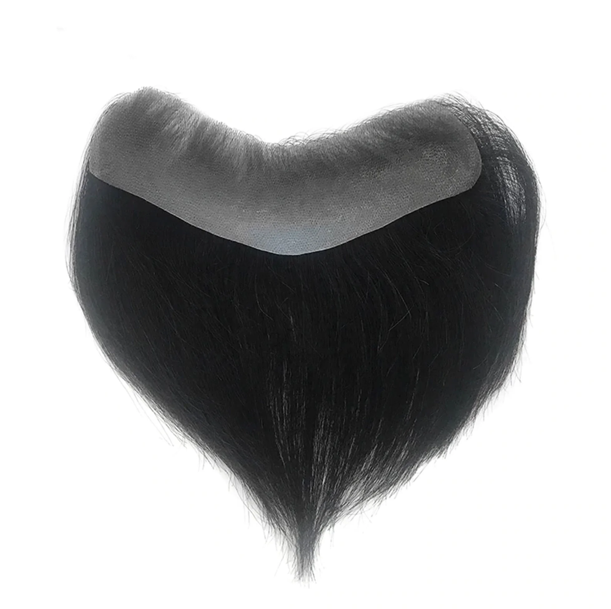 

Men Toupee 4cm x18cm 100% Indian Human hair bangs Fringe for men V-loop 6" remy hair