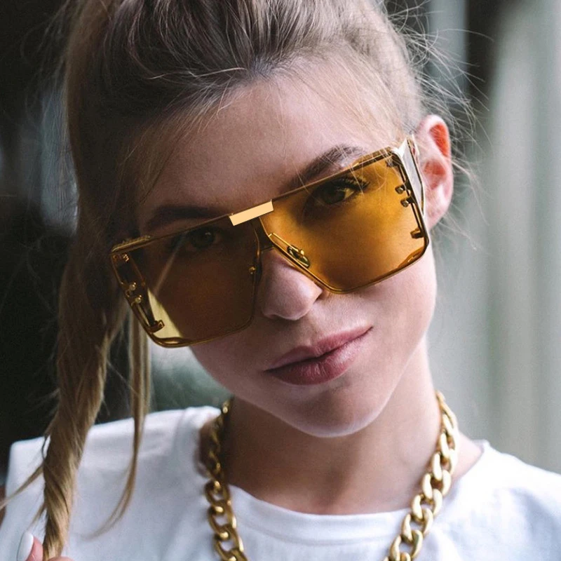 

SKYWAY Hot Sale Retro UV400 Square Oversized Woman Shades Sun Glasses Big Frame Sunglasses