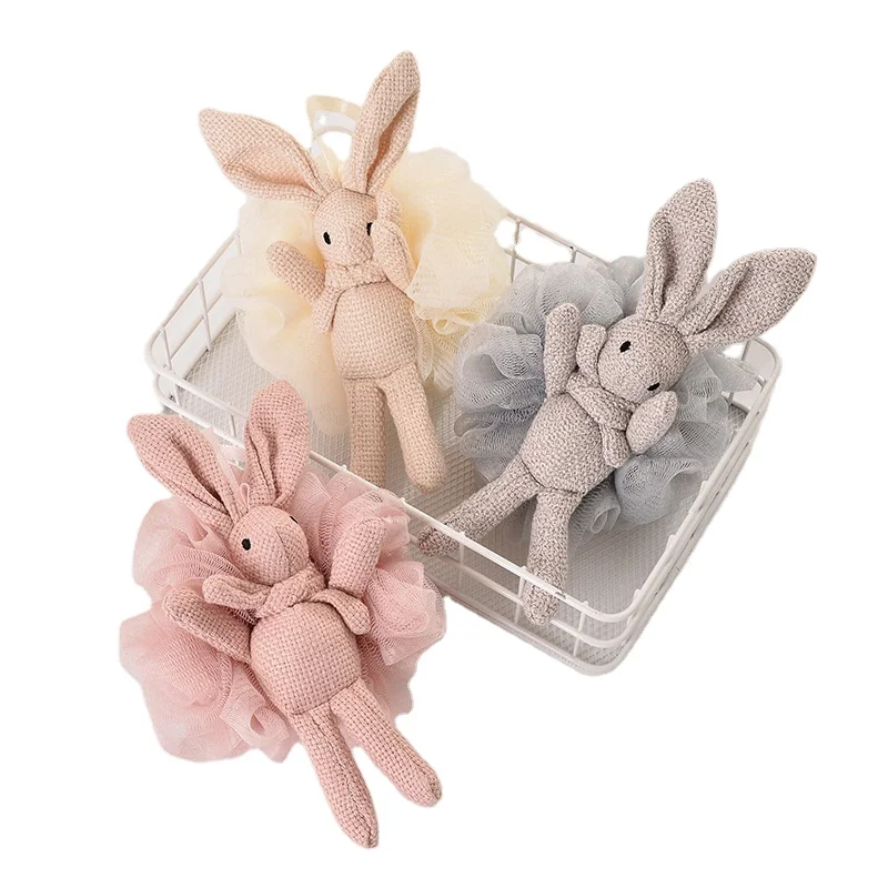 

Custom Cartoon Animal Bath Sponges Shower Loofahs Animal Mesh Pouf Shower Ball for Kids