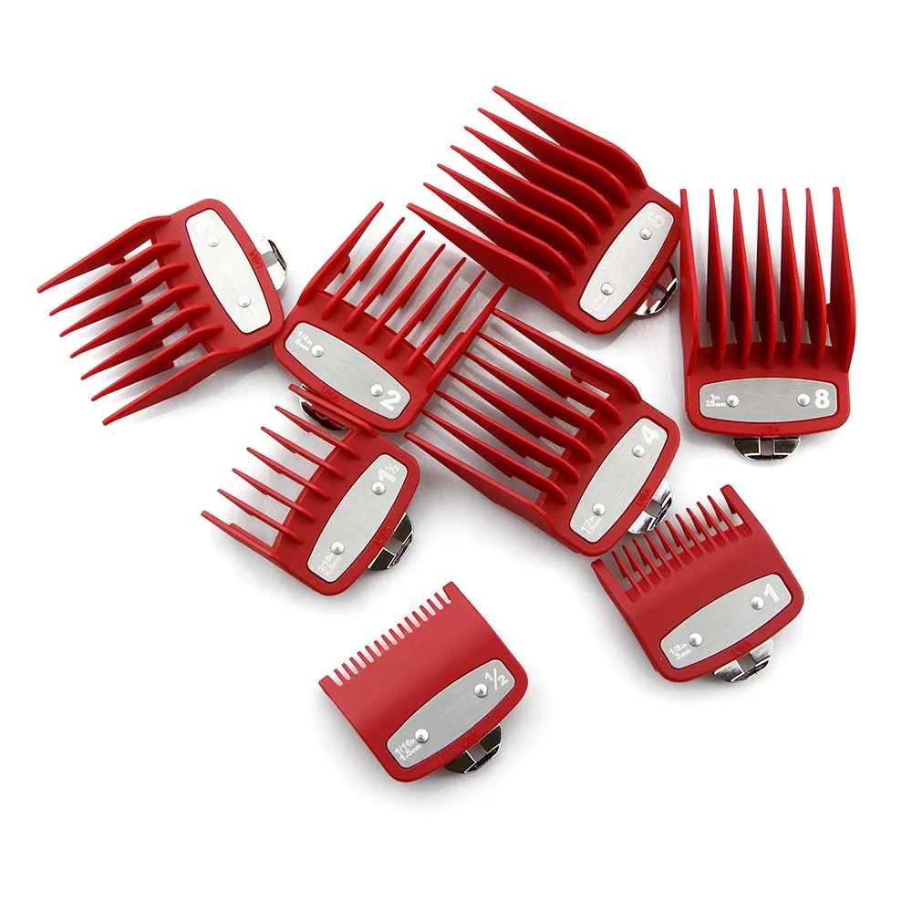 

Trimmer Professional 8PCS Detachable Clipper Cutting Guide Comb Set Fits Trimmer Chromstyle Pro Clipper Limit Comb, Red,blue