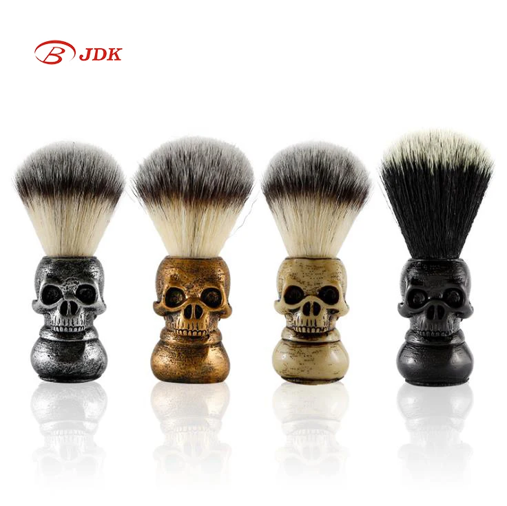 

JDK Wholesale New Design Personalize Men Skeleton Skull Shaving Beard Brush with Resin Handle for Barber or Home Use, Black handle, beige handle, silver handle, gold handle