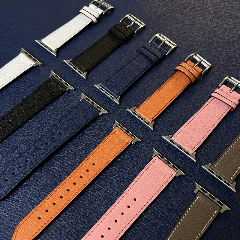 

2022 New Luxury Genuine Leather Watch Band 18 20 mm Watch Strap For Apple Watch For iWatch Leather Band