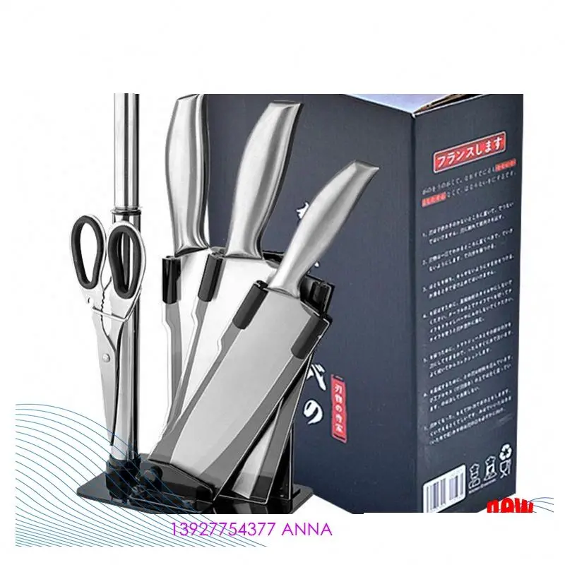 

Wholesale Acrylic 7 Pieces Stainless Steel Knife Set With All-Steel Handle And Sharpener Kitchen, Colors