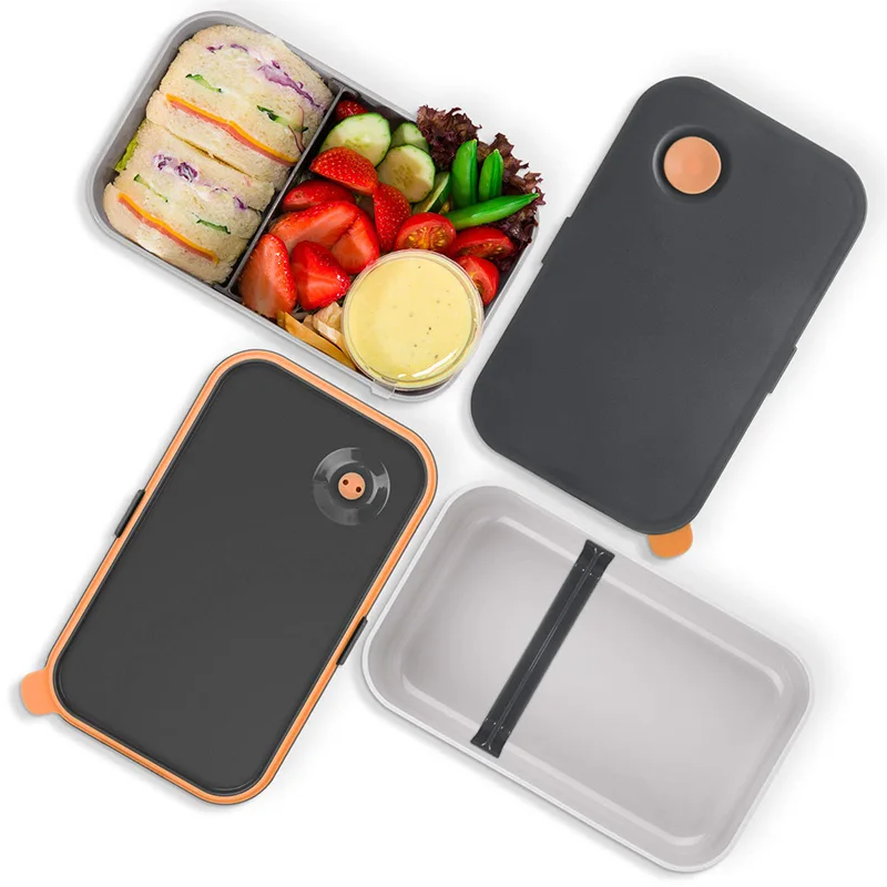 

Eco Friendly Food Storage Container Bento Box Microwave And Dishwasher Safe Cutlery For School Office Lunch Box, Orange/green