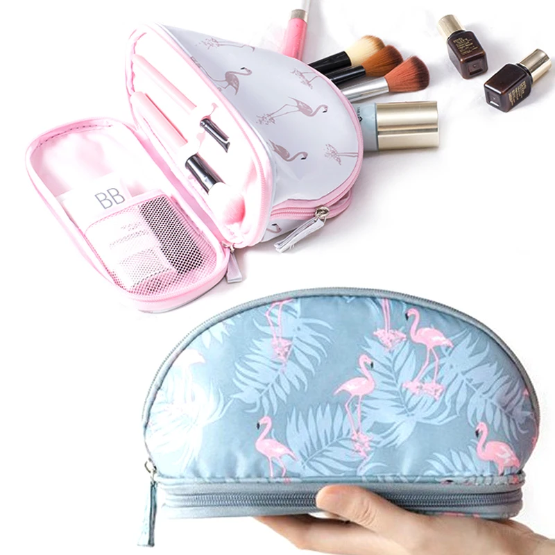 

Custom New Double Layer Zipper Portable Travel Makeup Pouch Small Purse Storage Case Shell Handy Cosmetic Bag Luxury, Multi