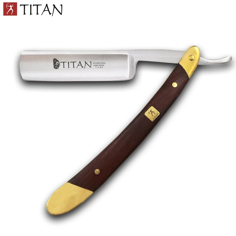 

Titan factory Straight Shaving Razor oem logo Stainless Steel Blade wood handle Sharp Already Men beard hair we Shaving razor