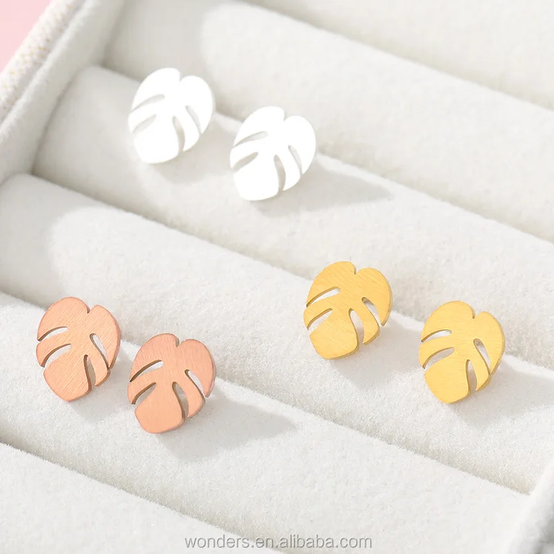 

Cute Leaf Earrings Jewelry Girls Jewellery Silver Plated Stainless Steel Stud Earrings Palm Tree Leaf 50 Pairs 15-20 Working Day