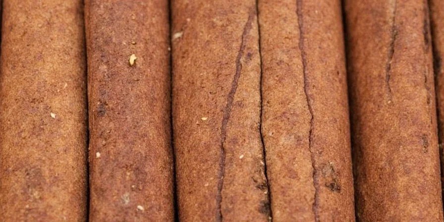 Spice jars including cinnamon bark stored in kitchen cabinet