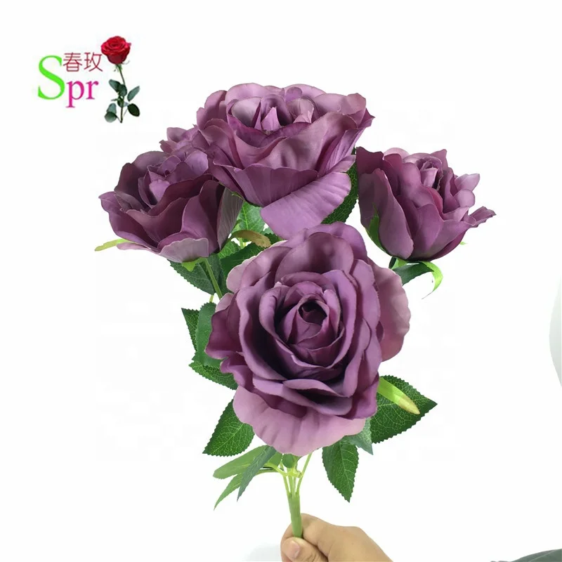 

SPR Cheap wholesale artificial silk rose bud flower mini bouquet for party home decorative flowers arrangement