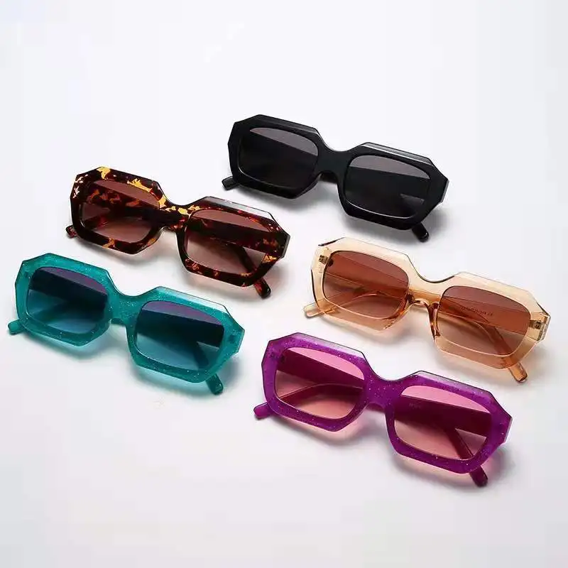 

Wholesale Vintage Designer Polygonal Candy Color Fashion Square Sunglasses Trendy Women Shades Sun Glasses Sunglasses 2021, 5colors